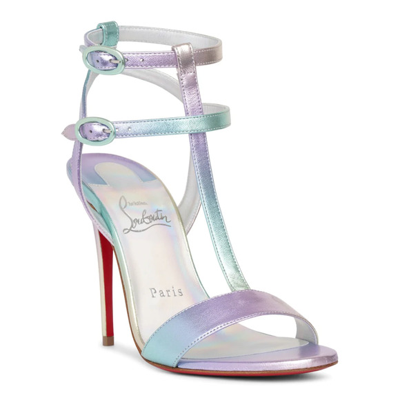 Christian Louboutin Mara 100 Multicolor Purple Sandal Ankle Strap Heel Pump 36.5 - Picture 3 of 12